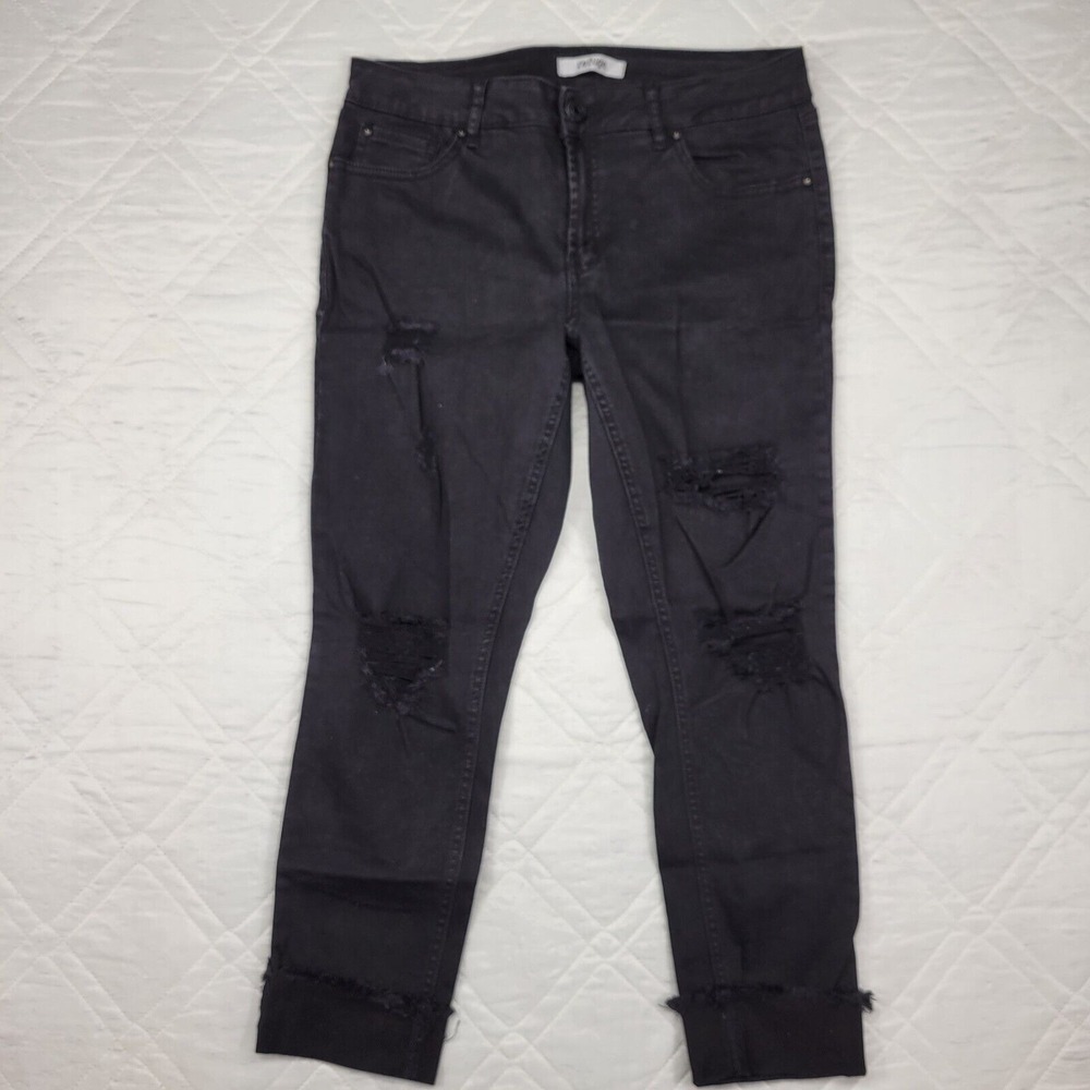 refuge distressed black jeans size 10